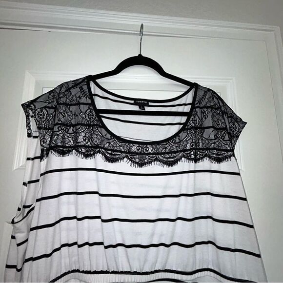 Torrid Lace Stripe Print Sleeveless A-Line Dress - Picture 2 of 7